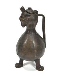 Antique 19th Century Bronze Aquamanile With Human Head