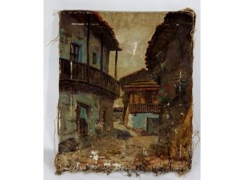 Antique Signed Oil On Canvas For Restoration