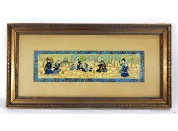 Vintage Oriental Persian Genre Oil Painting