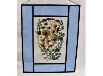 Vintage Stained Glass Suncatcher Dried Flowers Window Sun Catcher
