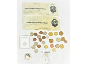 Small US & Foreign Coin Lot Bank Checks