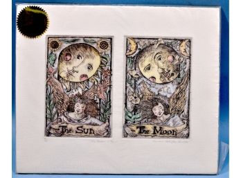 Original Sandra Salzillo ' The Sun The Moon ' Etching Artist Signed With COA