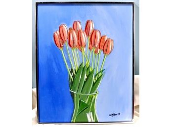 Modernist GIBSON Still Life Tulips Oil Painting