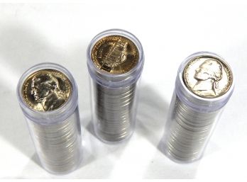 Lot 3 Jefferson Nickels BU Rolls 55, 56D, 61D
