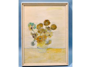Vintage Color Pencil Flower Still Life