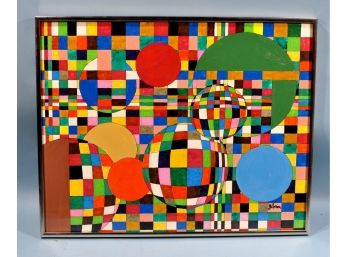 Vintage Abstract Oil Painting Signed