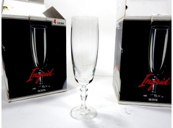 Set 8 Bohemian Crystal Flute Glasses Boxed