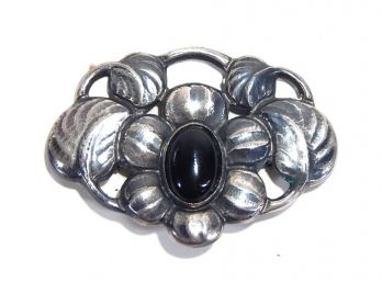 Large Vintage Arts & Crafts Sterling Brooch Floral Design