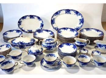 Antique 'Marguerite' W.H. Grindley Flow Blue Dinner Service