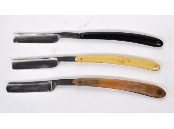 Lot 3 Antique Straight Razors With Original Cases