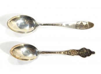 Lot 2 Antique Sterling Souvenir Spoons - Des Moines, Iowa
