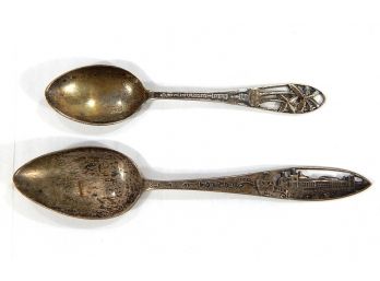 Lot 2 Antique Sterling Souvenir Spoons -St Petersburg, Florida, Atlantic City, New Jersey