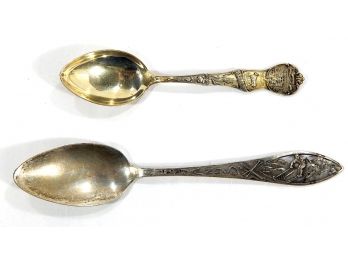 Lot 2 Antique Sterling Souvenir Spoons -Nebraska Idaho Sun Valley