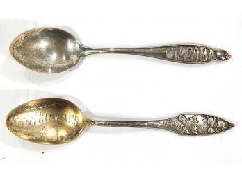Lot 2 Antique Sterling Souvenir Spoons -washington Tacoma, New Orleans