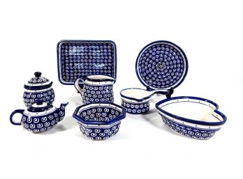 Beautiful Dinnerware 8 Piece Set Boleslawiec Hand Made In Poland -unused