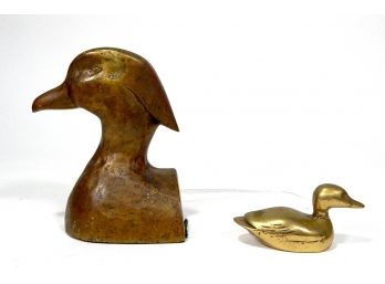 Lot 2 Vintage Brass DUCK Figures