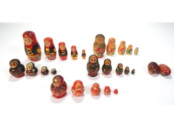 Sets Of Vintage Russian Matryoshka Nesting Dolls & Easter Eggs