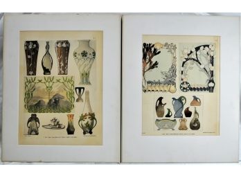 Pair Antique French Porcelain Pottery Prints