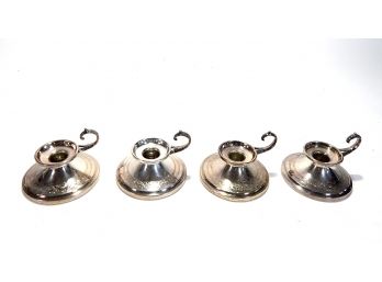 Set 4 EVANS Vintage Candle Holders Silverplate