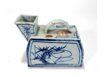 Unusual Chinese Antique Blue & White Pitcher