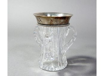 Antique Three Handle Crystal & Sterling Loving Cup
