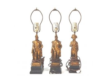 Set 3 Vintage BORGHESE Figural Chalk Ware Lamps