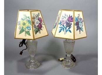 Pair Antique Whale Oil Lamps