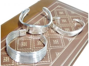 Lot 3 Vintage Sterling Silver Cuff Bracelets