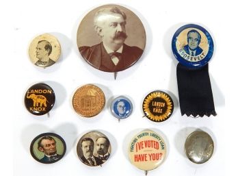 Lot Antique Political Pins Pinback