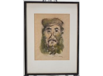 Original J. Pasmanik  Watercolor Portrait Of Jew