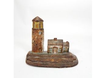 Antique Cast Iron Lighthouse Doorstop