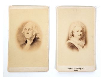 Pair Antique CDV George & Martha Washington