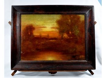Charming Antique 19th Century Sunset Oil Painting