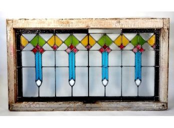 Large Antique Stained Glass Arts & Crafts Church Window