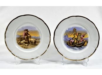 Pair Antique Color Transfer Plates