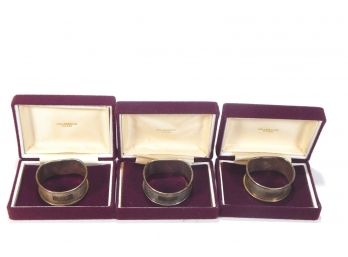 Setv3 Vintage Sterling Silver Napkin Rings With Cases