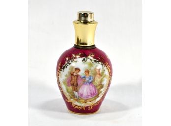 Vintage LIMOGES France Romantic Scene Perfume Bottle Signed