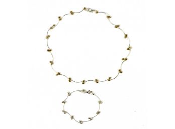 Vintage Sterling Silver Necklace &  Bracelet Set
