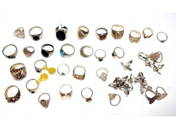 Lot 40 Vintage Sterling Silver Rings Dealer's Stock