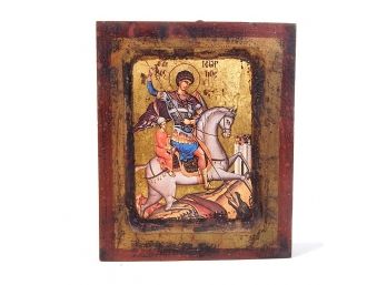 Vintage Russian Icon On Wood