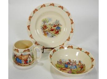 Vintage Royal Daulton Bunnykins Bunny Children Dishes Cup Bowl Plate Set