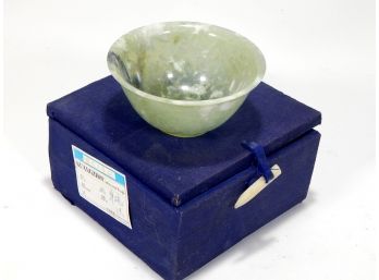 Vintage Chinese Jade Bowl With Original Box