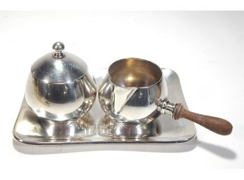 Vintage Creamer Sugar Bowl & Tray Sterling Silver Set - Sanborn Mexico