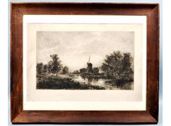 Original Robert Crannell MINOR (1839-1904) Etching 'The Mill' Museum Label