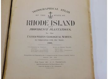 Large Format 1891 Topographical Atlas Of The State Of Rhode Island