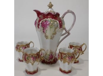 Antique Noritake Nippon Chocolate Pot And Cups