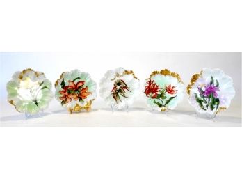 Lot 5 Vintage Limoges Flower Plates