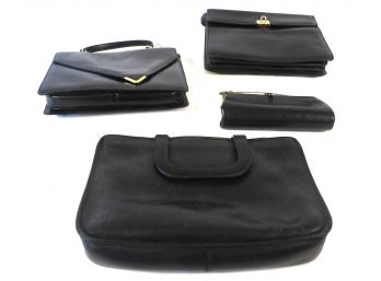 Lot 4 Black Leather Purses