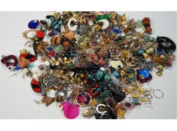Huge Lot Of Costume Jewelry Pierced Earrings
