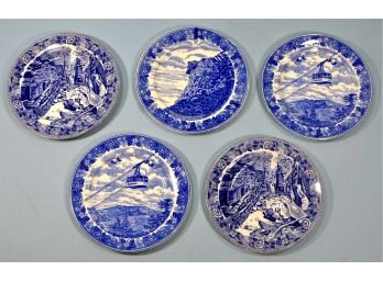 Set 5 Vintage Staffordshire New Hampshire Views Plates